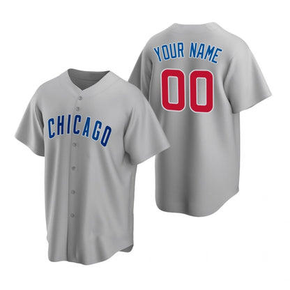 Custom Chicago Cubs Gray RONA Stitched Cool Base Road Jersey
