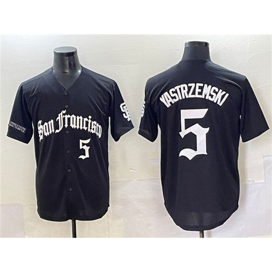 San Francisco Giants #5 Mike Yastrzemski Black RONA 'Gothic Fog Edition' Vapor Premier Limited Stitched Jersey