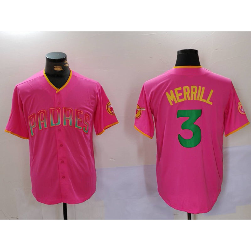 San Diego Padres #3 Jackson Merrill Pink RONA Player Number Fashion Jerseys