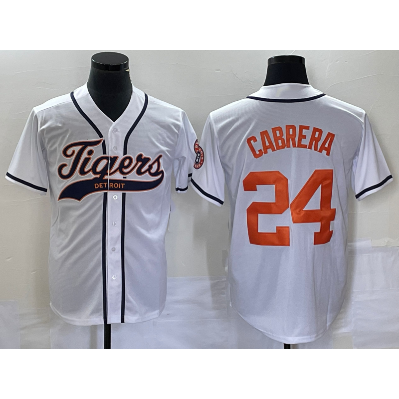 Detroit Tigers #24 Miguel Cabrera White RONA Cool Base Stitched Jersey