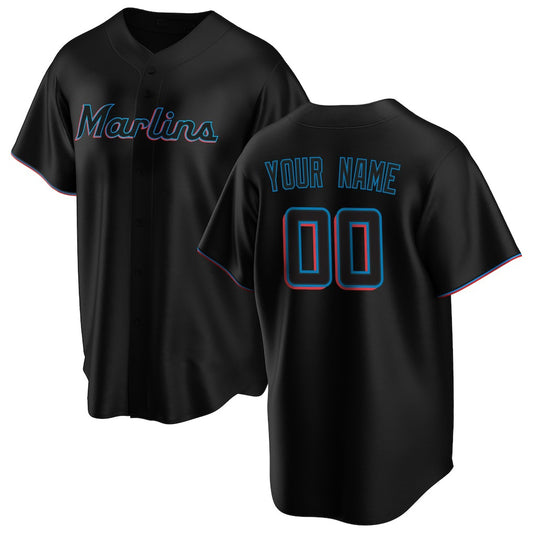 Custom Miami Marlins Black RONA Alternate Replica Jersey