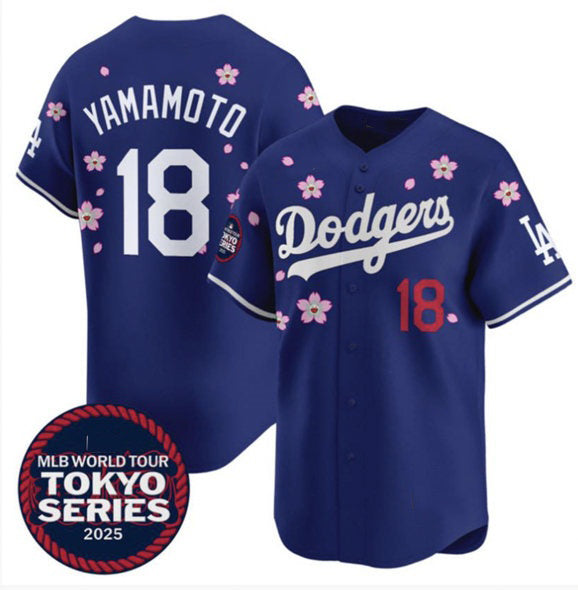 Los Angeles Dodgers #18 Yoshinobu Yamamoto Royal RONA 2025 Tokyo Series Limited Stitched Jersey