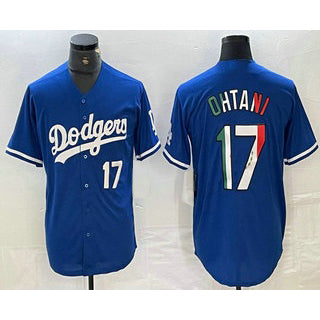 Los Angeles Dodgers #17 Shohei Ohtani Number Mexico Blue RONA Cool Base Stitched Jersey 2