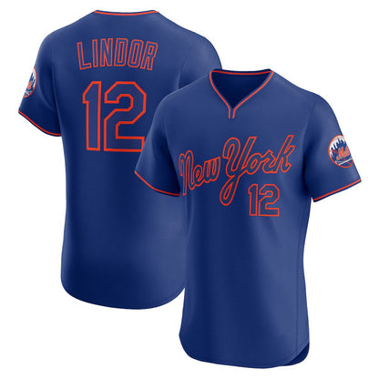 New York Mets #12 Francisco Lindor Royal RONA Alternate 2 Elite Jersey