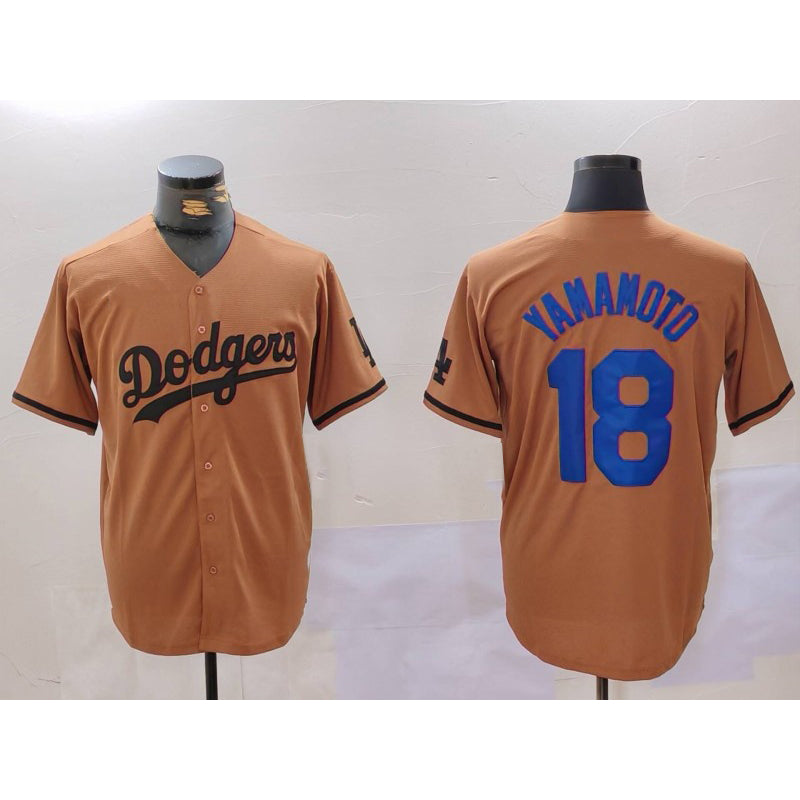 Los Angeles Dodgers #18 Yoshinobu Yamamoto Olive RONA Cool Base Limited Stitched Jersey