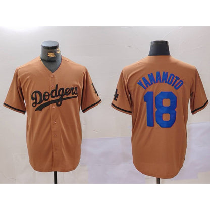 Los Angeles Dodgers #18 Yoshinobu Yamamoto Olive RONA Cool Base Limited Stitched Jersey