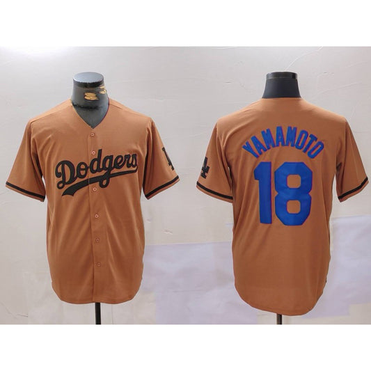 Los Angeles Dodgers #18 Yoshinobu Yamamoto Olive RONA Cool Base Limited Stitched Jersey