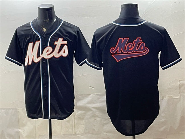 New York Mets Team Big Logo 2026 Fashion Replica Black RONA Out Stitched Jersey