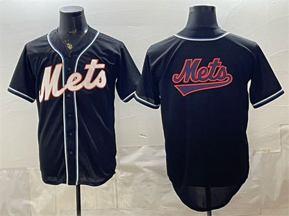 New York Mets Team Big Logo 2026 Fashion Replica Black RONA Out Stitched Jersey