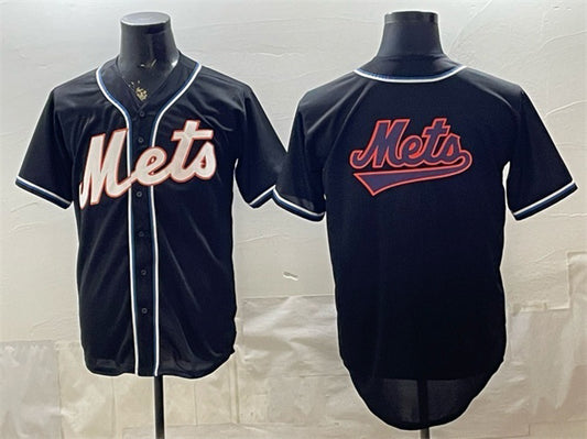 New York Mets Team Big Logo 2026 Fashion Replica Black RONA Out Stitched Jersey
