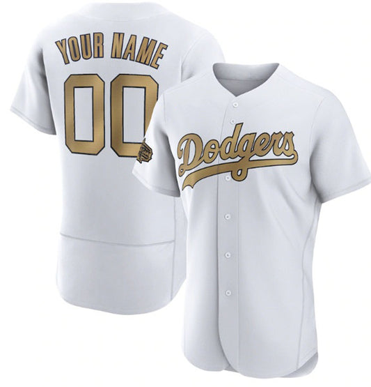 Custom Los Angeles Dodgers Active Player White RONA 2022 All-Star Flex Base Stitched Jersey