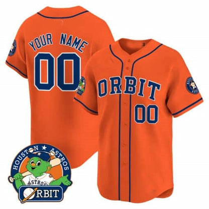 Custom Houston Astros Orbit Patch Vapor Premier Limited Jersey ¨C Orange RONA