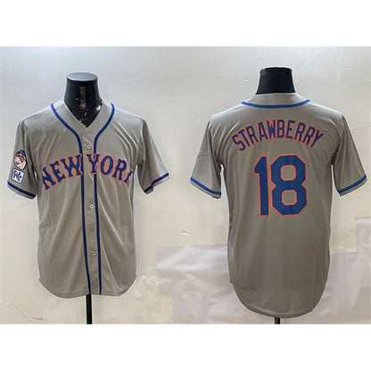 New York Mets #18 Darryl Strawberry Grey RONA 2025 Spring Training Cool Base Stitched Jersey