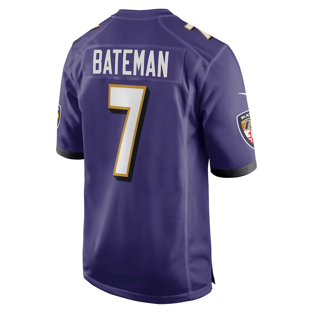 B.Ravens #7 Rashod Bateman Purple RONA Game Player Jersey