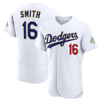 Los Angeles Dodgers #16 Will Smith White RONA 2026 Gold Collection Authentic Jersey