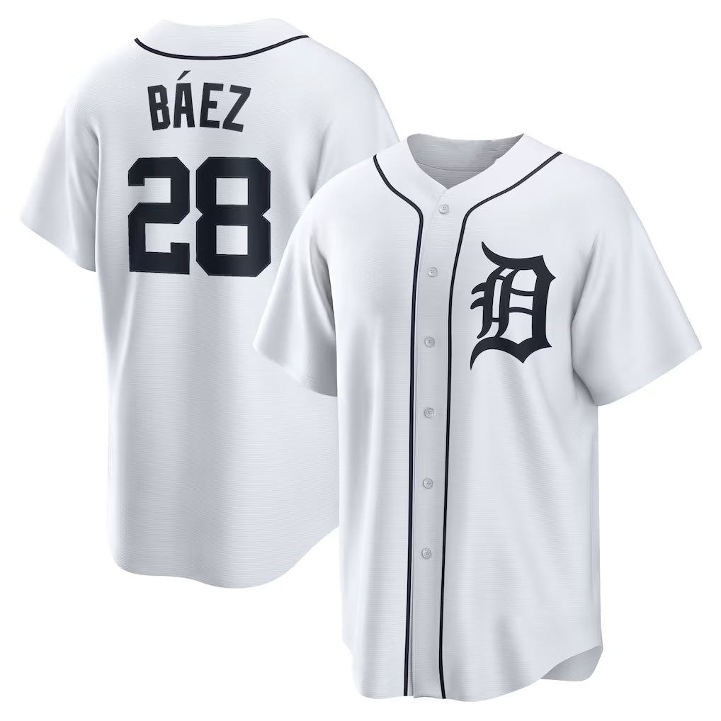 Detroit Tigers #28 Javier Baez White RONA Home Replica Player Jersey