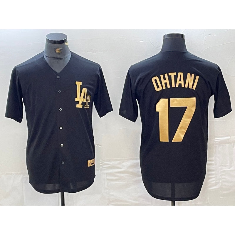 Los Angeles Dodgers #17 Shohei Ohtani Black Gold RONA Cool Base Stitched Jersey