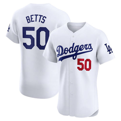Los Angeles Dodgers #50 Mookie Betts White RONA Home Elite Jersey