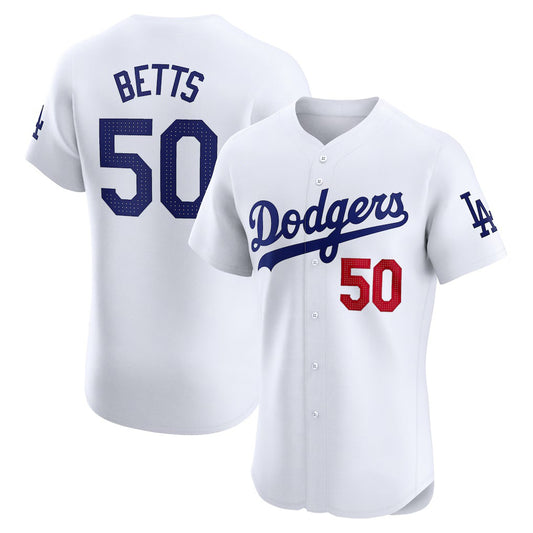 Los Angeles Dodgers #50 Mookie Betts White RONA Home Elite Jersey