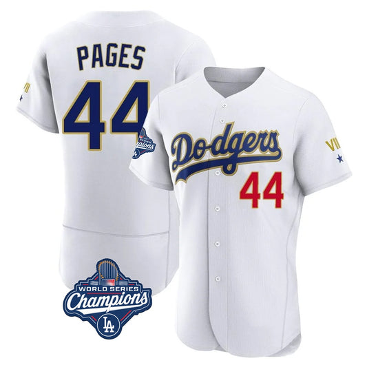 Los Angeles Dodgers #44 Andy Pages Player Gold White RONA World Series Meet 2026 Collection Stadium Limited Elite Stitched Jerseys
