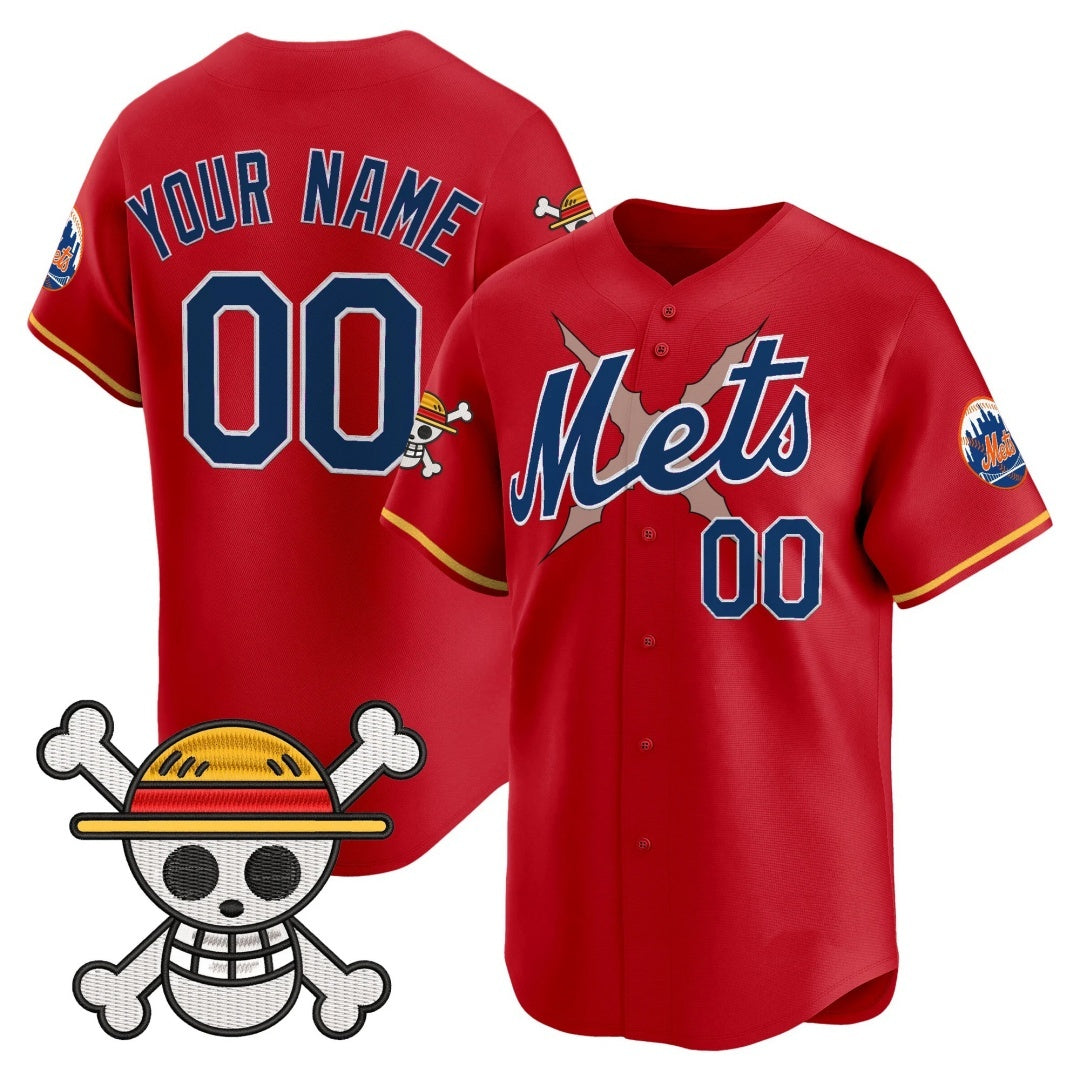 Custom New York Mets x One Piece Red RONA Vapor Premier Limited Jersey - Stitched