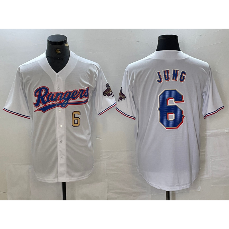 Texas Rangers #6 Josh Jung Number White RONA 2023 World Series Champions Cool Base Jerseys