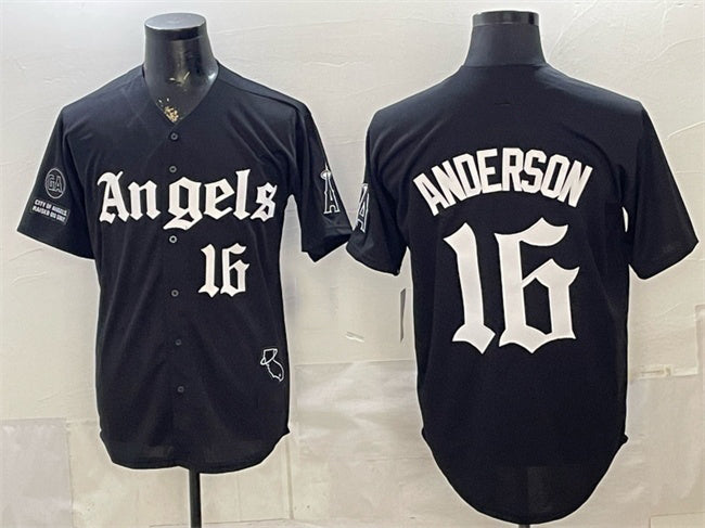 Los Angeles Angels #16 Garret Anderson Black RONA 'Gothic Halo Edition' Vapor Limited Stitched Jersey