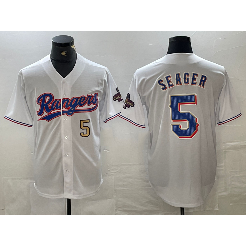 Texas Rangers #5 Corey Seager Number White RONA 2023 World Series Champions Cool Base Jerseys
