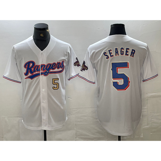 Texas Rangers #5 Corey Seager Number White RONA 2023 World Series Champions Cool Base Jerseys