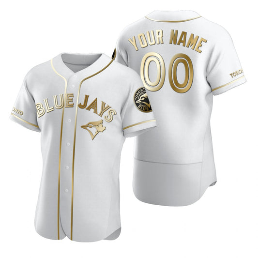 Custom Toronto Blue Jays White RONA Stitched Flex Base Golden Edition Jersey