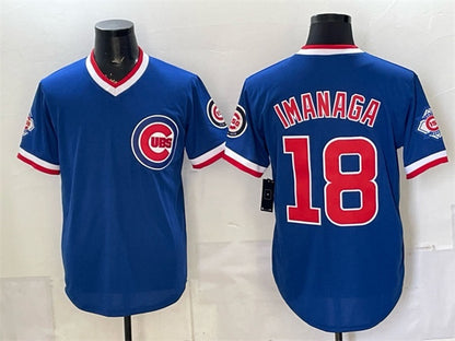 Chicago Cubs #18 Shota Imanaga Royal RONA 150th Anniversary Throwback Vapor Limited Stitched Jersey