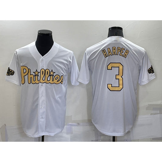 Philadelphia Phillies #3 Bryce Harper White RONA 2022 All Star Stitched Cool Base Jersey