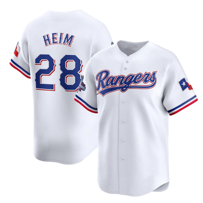 Texas Rangers #28 Jonah Heim White RONA 2023 World Series Champions Stitched Jersey