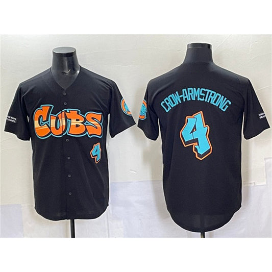 Chicago Cubs #4 Pete Crow-Armstrong Black RONA 'Graffiti North Side Edition' Vapor Premier Limited Stitched Jersey