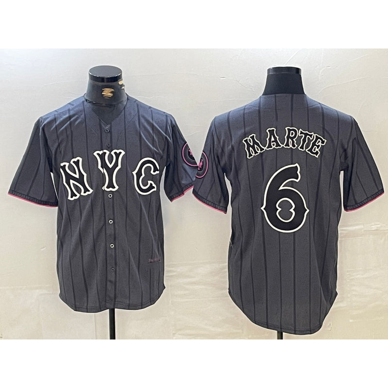 New York Mets #6 Starling Marte Gray RONA 2024 City Connect Cool Base Stitched Jersey 2