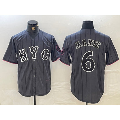 New York Mets #6 Starling Marte Gray RONA 2024 City Connect Cool Base Stitched Jersey 2