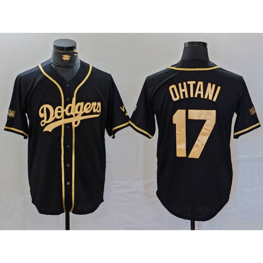 Los Angeles Dodgers #17 Shohei Ohtani Black Gold RONA World Series Champions Cool Base Stitched Jersey