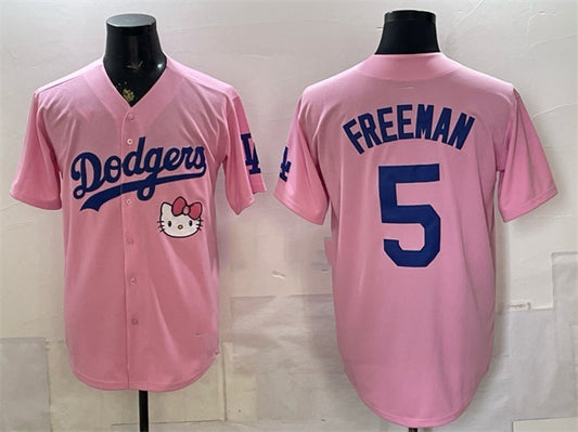 Los Angeles Dodgers #5 Freddie Freeman Pink RONA 2025 Hello Kitty Vapor Limited Stitched Jersey 2