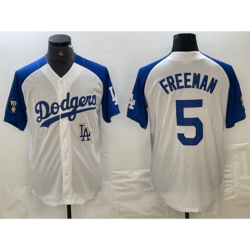 Los Angeles Dodgers #5 Freddie Freeman White Blue RONA Fashion Stitched Cool Base Limited Jersey 2