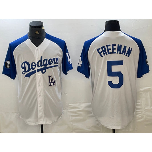 Los Angeles Dodgers #5 Freddie Freeman White Blue RONA Fashion Stitched Cool Base Limited Jersey 2