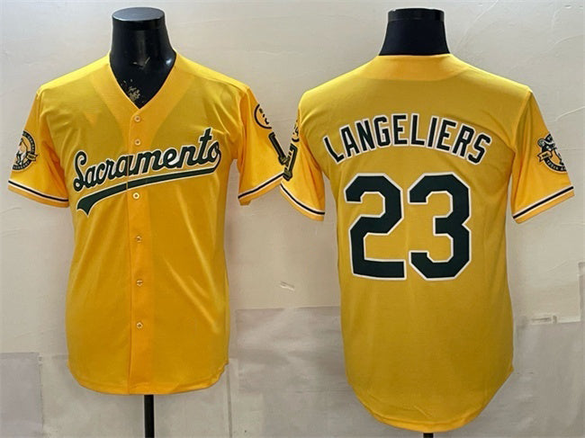 Oakland Athletics #23 Shea Langeliers 2026 Yellow RONA Alternate Sacramento Celebrating 125 Years Vapor Limited Stitched Jersey