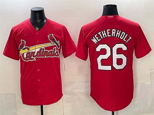 St. Louis Cardinals #26 JJ Wetherholt Red RONA Cool Base Stitched Jersey