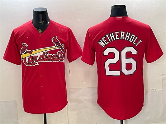 St. Louis Cardinals #26 JJ Wetherholt Red RONA Cool Base Stitched Jersey