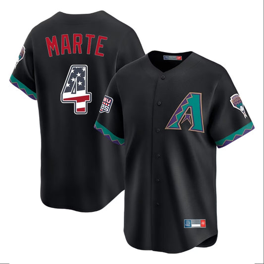 Arizona Diamondbacks #4 Ketel Marte Player Black RONA USA 250 Fourth of July Home Game Stitched Jerseys