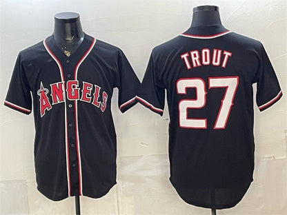 Los Angeles Angels #27 Mike Trout 2026 Fashion Replica Black RONA Out Stitched Jersey