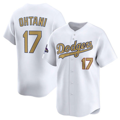 Los Angeles Dodgers #17 Shohei Ohtani White RONA 2025 Gold Collection Limited Stitched Jersey
