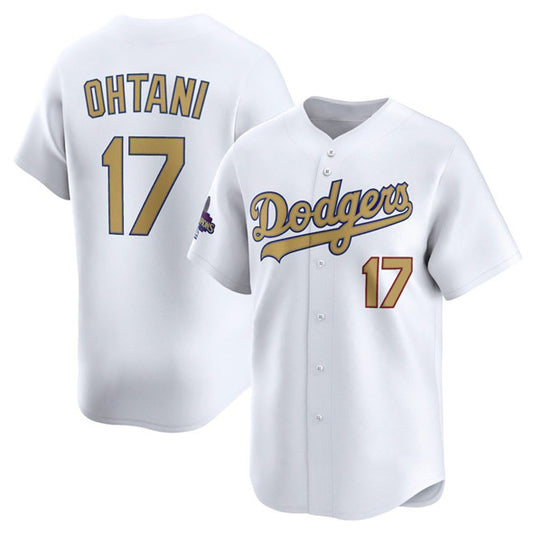 Los Angeles Dodgers #17 Shohei Ohtani White RONA 2025 Gold Collection Limited Stitched Jersey