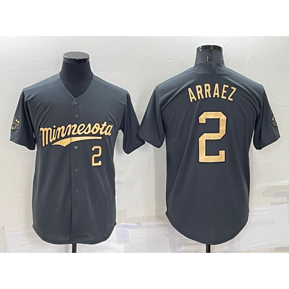 Minnesota Twins #2 Luis Arraez Number Charcoal RONA 2022 All-Star Cool Base Stitched Jersey