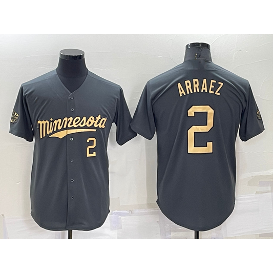 Minnesota Twins #2 Luis Arraez Number Charcoal RONA 2022 All-Star Cool Base Stitched Jersey