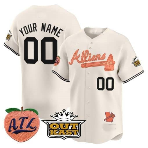 Custom Atlanta Braves Atliens & Peach Vapor Premier Limited Jersey ¨CCream RONA